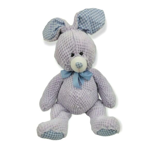 Goffa Light Purple Bunny Rabbit 18in Plush Check Ears and Feet Waffle Pattern - Picture 2 of 13